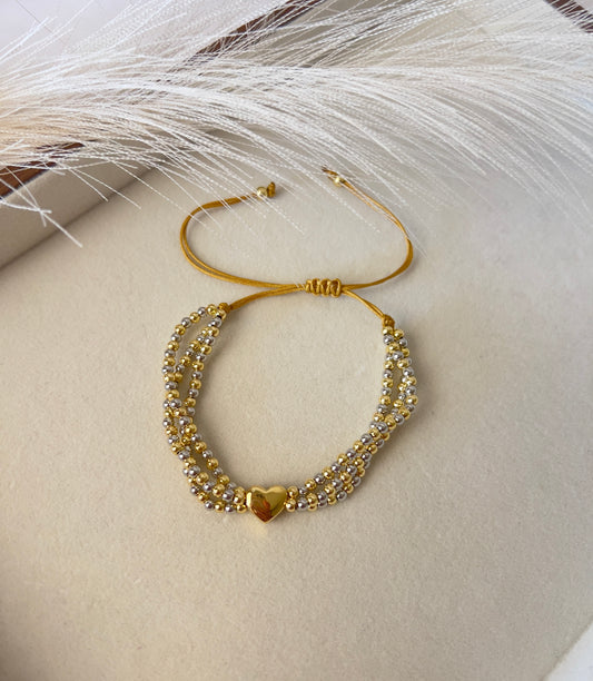 Gold heart Bracelet (Adjustable)